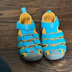 Kids Aqua and Yellow Active Sandals with Secure Hook-and-Loop Closure